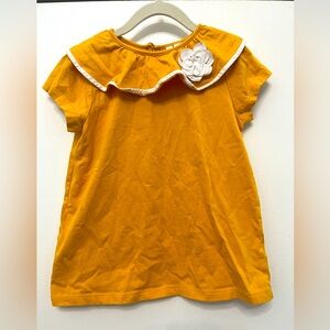 Janie and Jack Yellow Kids Shirt with White Flower Accent Sz 8